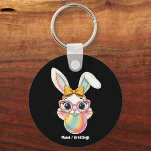 Niedliches Kaninchen Bunny Blowble Gum Happy Oster Schlüsselanhänger