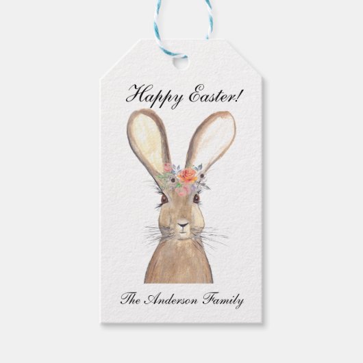Niedliches Kaninchen Bunny Hare Ostergebirge Geschenkanhänger (Vorderseite)