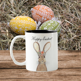 Niedliches Kaninchen Bunny Hare Ostergebirge Zweifarbige Tasse