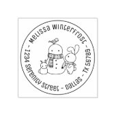 Niedliches Kaninchen Carrot zur Snowman Round Addr Gummistempel (Prägung)