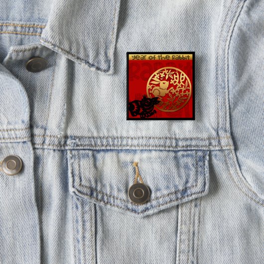 Niedliches Kaninchen Chinesisches Jahr Zodiac Birt Button (Beispiel)