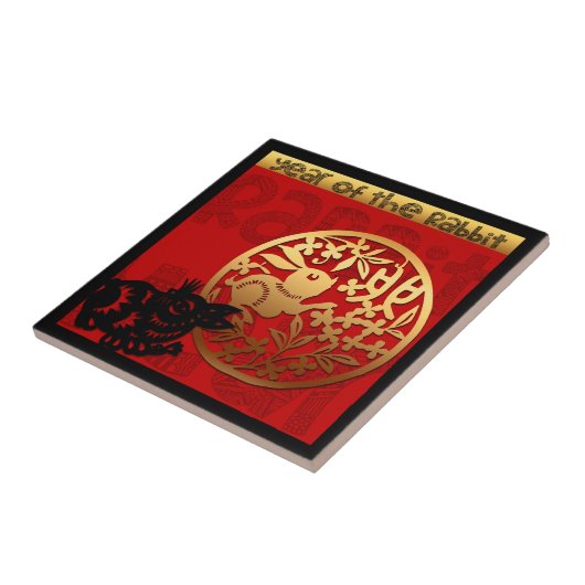 Niedliches Kaninchen Chinesisches Jahr Zodiac Birt Fliese (Seite)