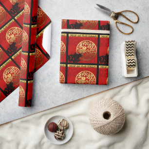 Niedliches Kaninchen Chinesisches Jahr Zodiac Gebu Geschenkpapier