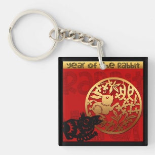 Niedliches Kaninchen Chinesisches Jahr Zodiac Gebu Schlüsselanhänger