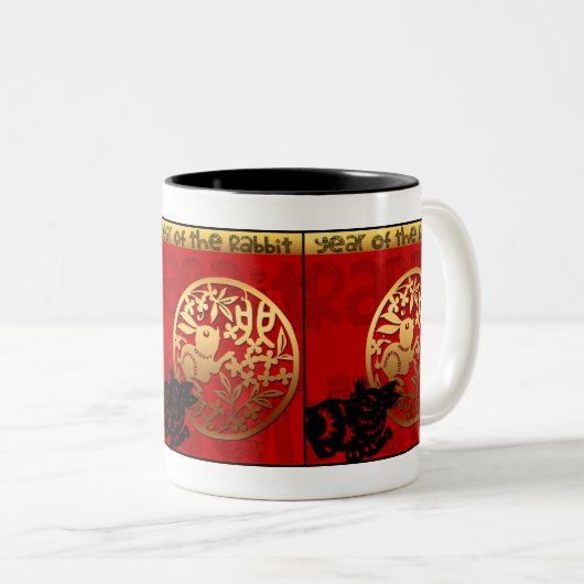 Niedliches Kaninchen Chinesisches Jahr Zodiac Gebu Zweifarbige Tasse (VorderseiteRechts)