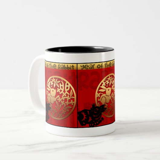 Niedliches Kaninchen Chinesisches Jahr Zodiac Gebu Zweifarbige Tasse (Vorderseite Links)