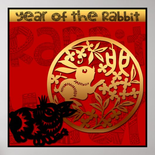 Niedliches Kaninchen Chinesisches Neujahr Zodiac G Poster (Vorne)