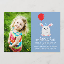 Niedliches Kaninchen Custom Foto Geburtstagsparty Einladung
