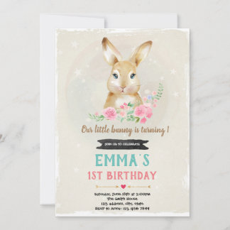 Niedliches Kaninchen Einladung zum Geburtstag