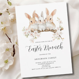 Niedliches Kaninchen Floral Osterfarben Brunch Einladung