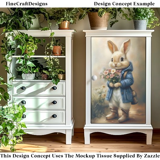 Niedliches Kaninchen, gegossen, Blume CW5L Decoupa Seidenpapier