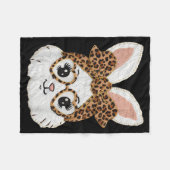 Niedliches Kaninchen-Gesicht Leopard Gles Mädchen Fleecedecke (Vorderseite (Horizontal))
