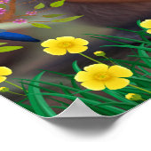 Niedliches Kaninchen Gitarre spielen im Garten der Poster (Ecke)