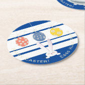 Niedliches Kaninchen glückliche Ostereier Jagen Pa Runder Pappuntersetzer (Angewinkelt)