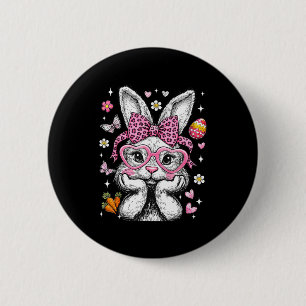 Niedliches Kaninchen-Hasen-Gesicht Leopard Coquett Button