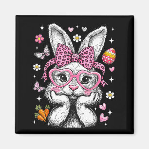 Niedliches Kaninchen-Hasen-Gesicht Leopard Coquett Magnet