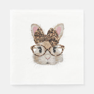Niedliches Kaninchen-Hasen-Gesicht Leopard Coquett Serviette