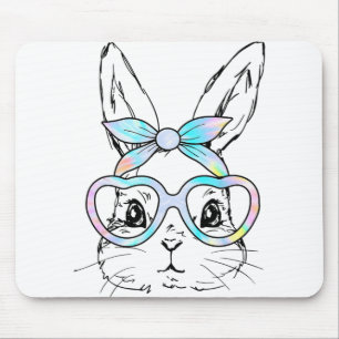 Niedliches Kaninchen-Hasen-Gesicht-Tie-Dye-Gles-Mä Mousepad