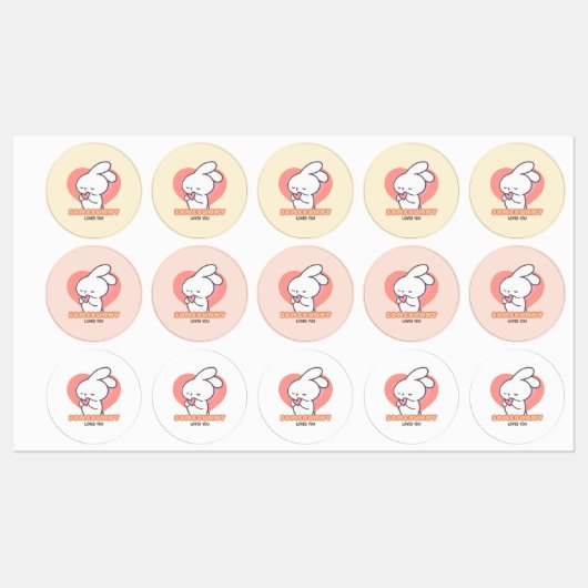 Niedliches Kaninchen: Helle Lieben Etiketten (Blatt)