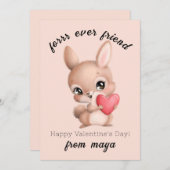 Niedliches Kaninchen im Klassenzimmer Valentinerka Feiertagskarte (Vorne/Hinten)
