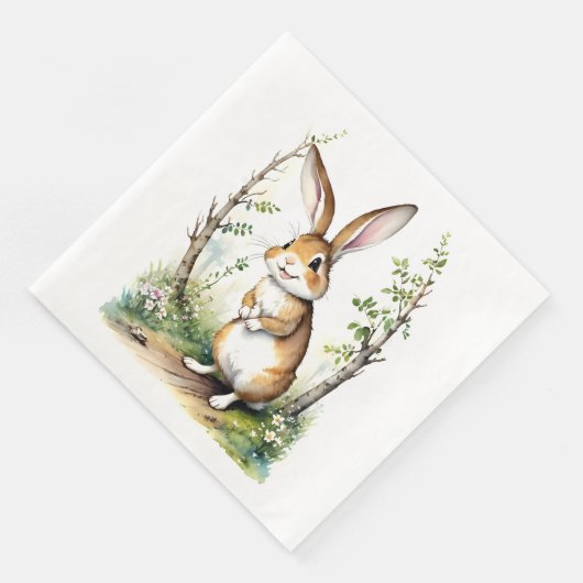 Niedliches Kaninchen im Wald Serviette (Ecke)