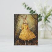 Niedliches Kaninchen in einem gelben Kleid Postkarte (Stehend Vorderseite)