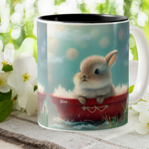 Niedliches Kaninchen in einem Roten Boot Personali Zweifarbige Tasse