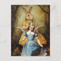 Niedliches Kaninchen in Gelb mit Vintager Alice