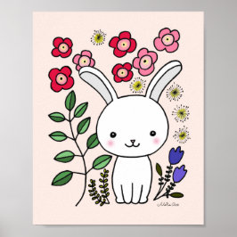 Niedliches Kaninchen Kinderzimmer Art Poster Flora