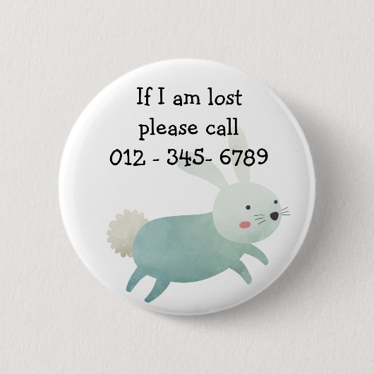 Niedliches Kaninchen, Kontakt mit Kindern Button (Vorderseite)