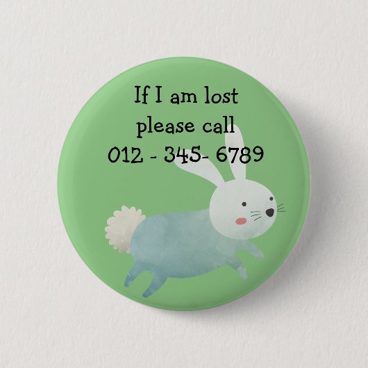 Niedliches Kaninchen, Kontakt mit Kindern Button (Vorderseite)
