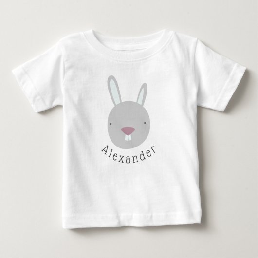 Niedliches Kaninchen mit benutzerdefinierbarem Nam Baby T-shirt (Vorderseite)