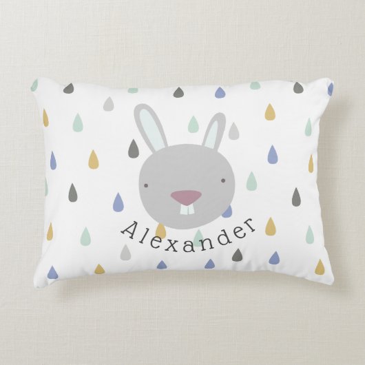 Niedliches Kaninchen mit benutzerdefinierbarem Nam Dekokissen (Vorderseite)