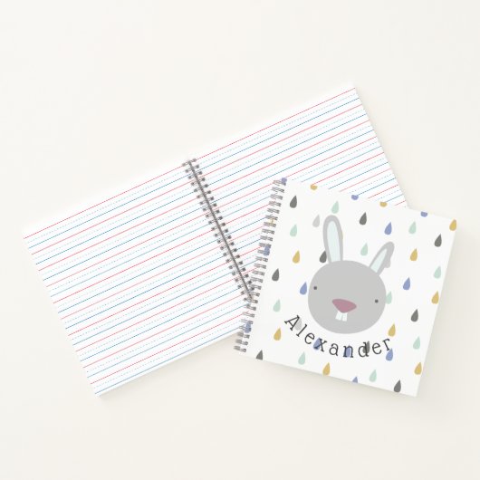 Niedliches Kaninchen mit benutzerdefinierbarem Nam Notizblock (Innenseite)
