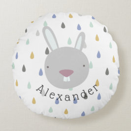Niedliches Kaninchen mit benutzerdefinierbarem Nam Rundes Kissen