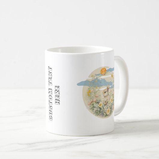 Niedliches Kaninchen mit benutzerdefiniertem Text Kaffeetasse (VorderseiteRechts)