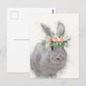 Niedliches Kaninchen mit Blume Kronportrait Postkarte (Vorne/Hinten)