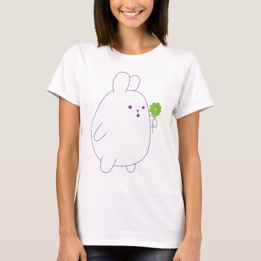 niedliches Kaninchen mit Blume T-Shirt (Vorderseite)