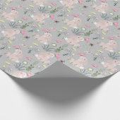 niedliches Kaninchen mit Blume und Schmetterlingen Geschenkpapier (Ecke)