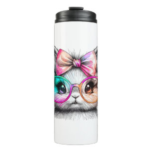 Niedliches Kaninchen mit Brille Krawatte Dye Oster Thermosbecher
