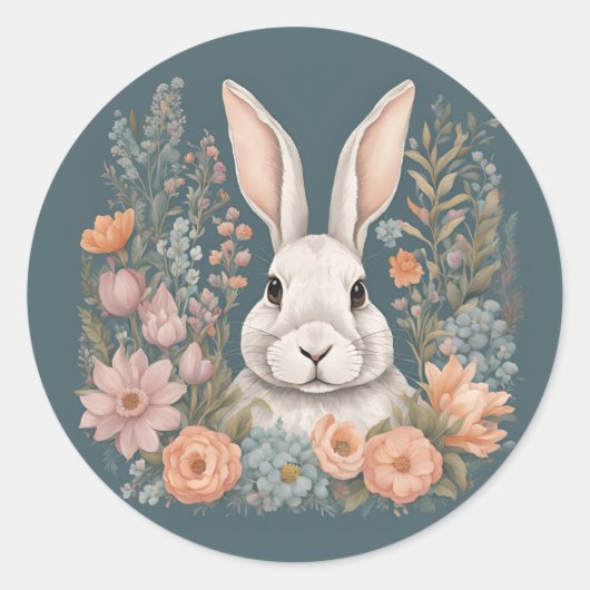 Niedliches Kaninchen mit Cogingcore Runder Aufkleber (Vorderseite)