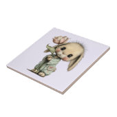 Niedliches Kaninchen mit einer Tulpe Fliese (Seite)