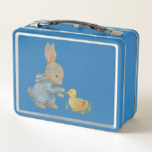 niedliches Kaninchen mit Ente Metall Brotdose (Rückseite)