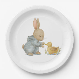 niedliches Kaninchen mit Ente Pappteller