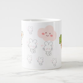 Niedliches Kaninchen mit Karotten-Kaffeetasse | Li Jumbo-Tasse