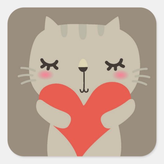 Niedliches Kaninchen mit Liebe Quadratischer Aufkleber (Vorderseite)