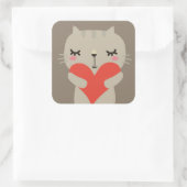 Niedliches Kaninchen mit Liebe Quadratischer Aufkleber (Tasche)