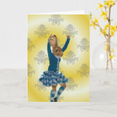 Niedliches Kaninchen schottischer Hochlandtänzer Karte (Gelbe Blume)