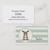 Niedliches Kaninchen, sonnig auf heller Seite grün Visitenkarte (Vorne/Hinten)