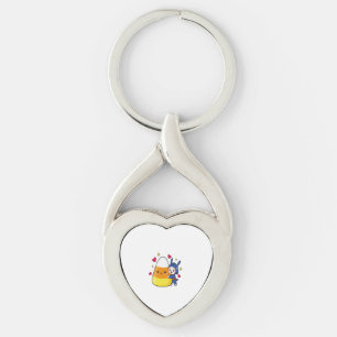 Niedliches Kaninchen umarmt Candy Corn Schlüsselanhänger